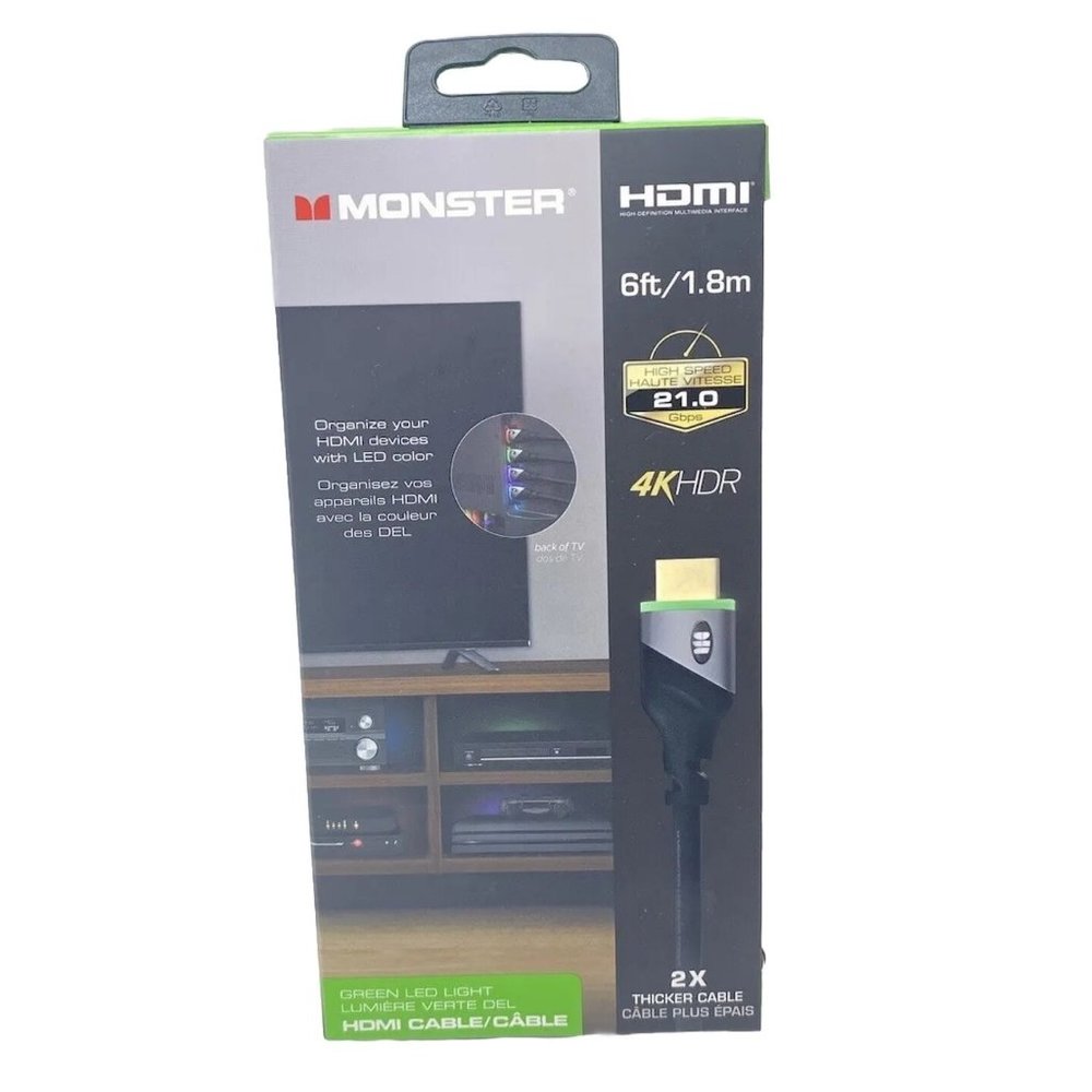 Brand New Monster Purple LED Light HDMI Cable 4k 6Ft HDR